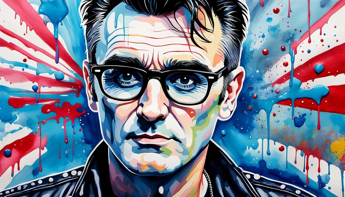 Morrissey in London: Pop Art Watercolor Portrait