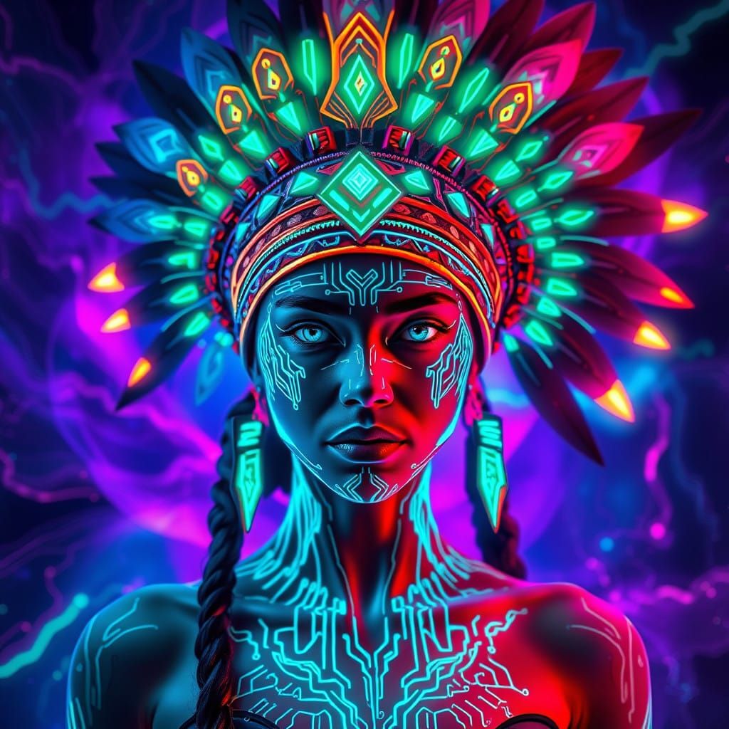 Cyberpunk Native American Goddess