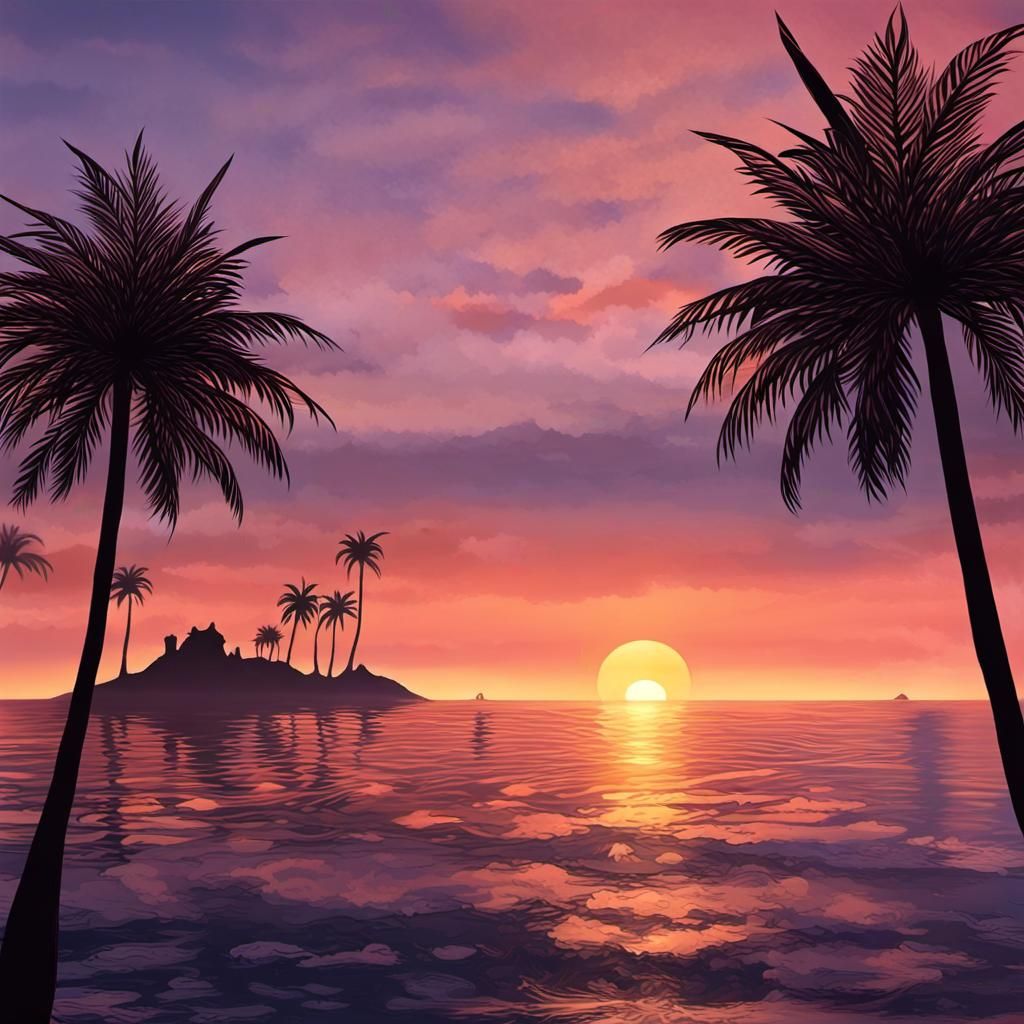 Tranquil Sunset at the Beach: A Coastal Dusk