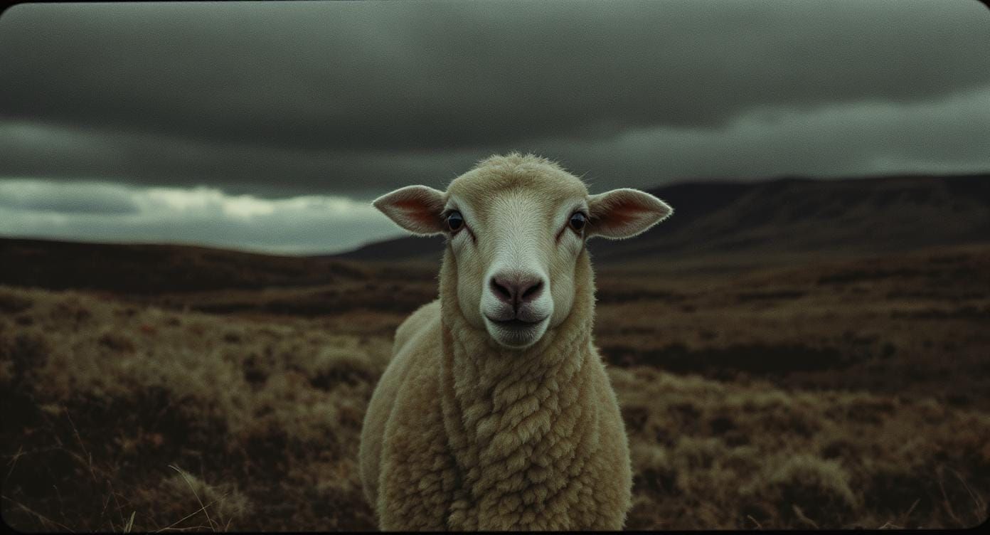 Dramatic Lamb Portrait in Cinematic Style