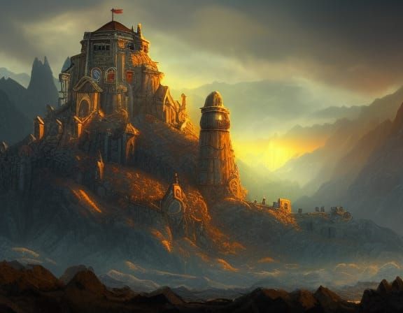 Dwarven Beacon in Mountain Watchtower: Matte Painting