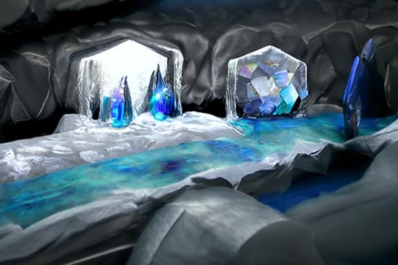 Frozen Crystal Cave System in Digital Art