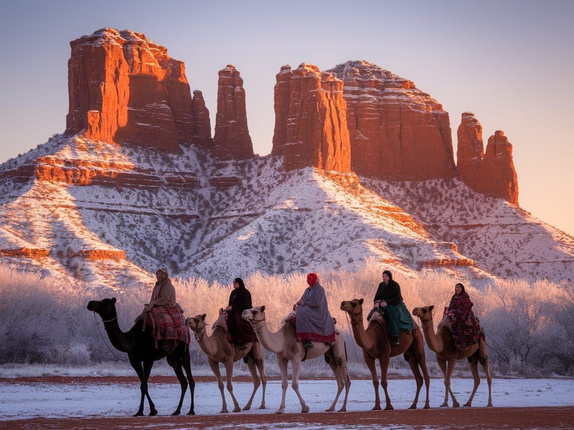 Sedona Red Rocks in Winter Snow