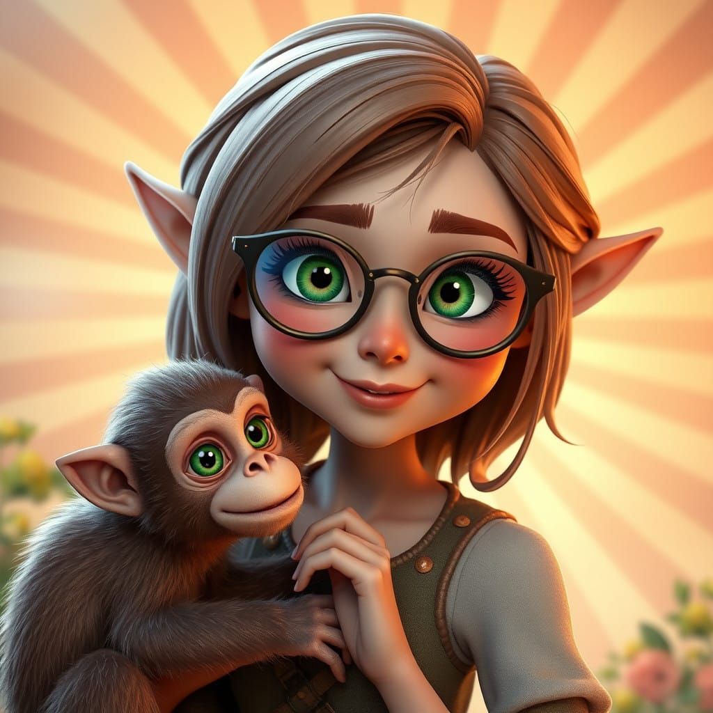 Whimsical Lady Elf in a Fantastical Forest