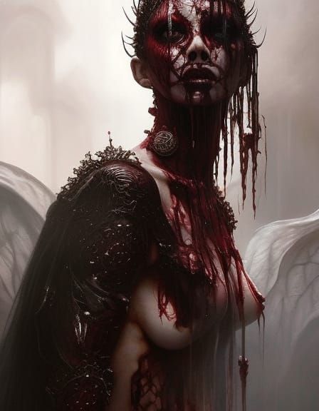 Horrific Sinister Blood God Stalking Prey: 3D Rendering