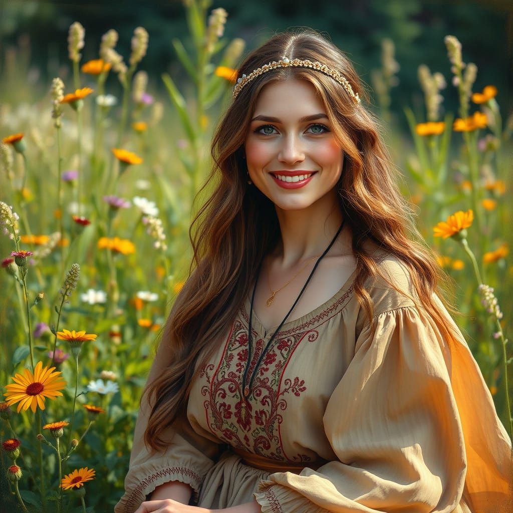 Gentle Soul in Lush Garden Landscape