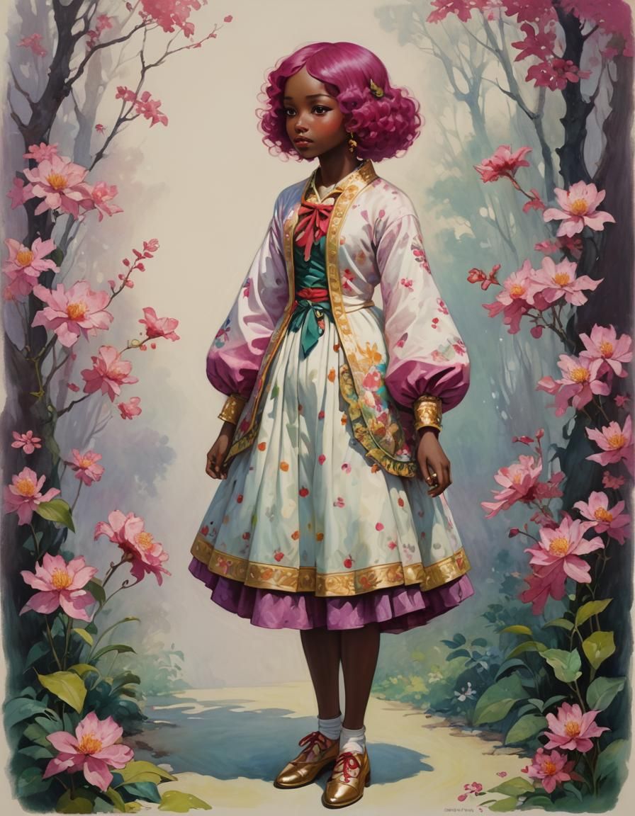 Magenta Goddess in Pre-Raphaelite Portrait