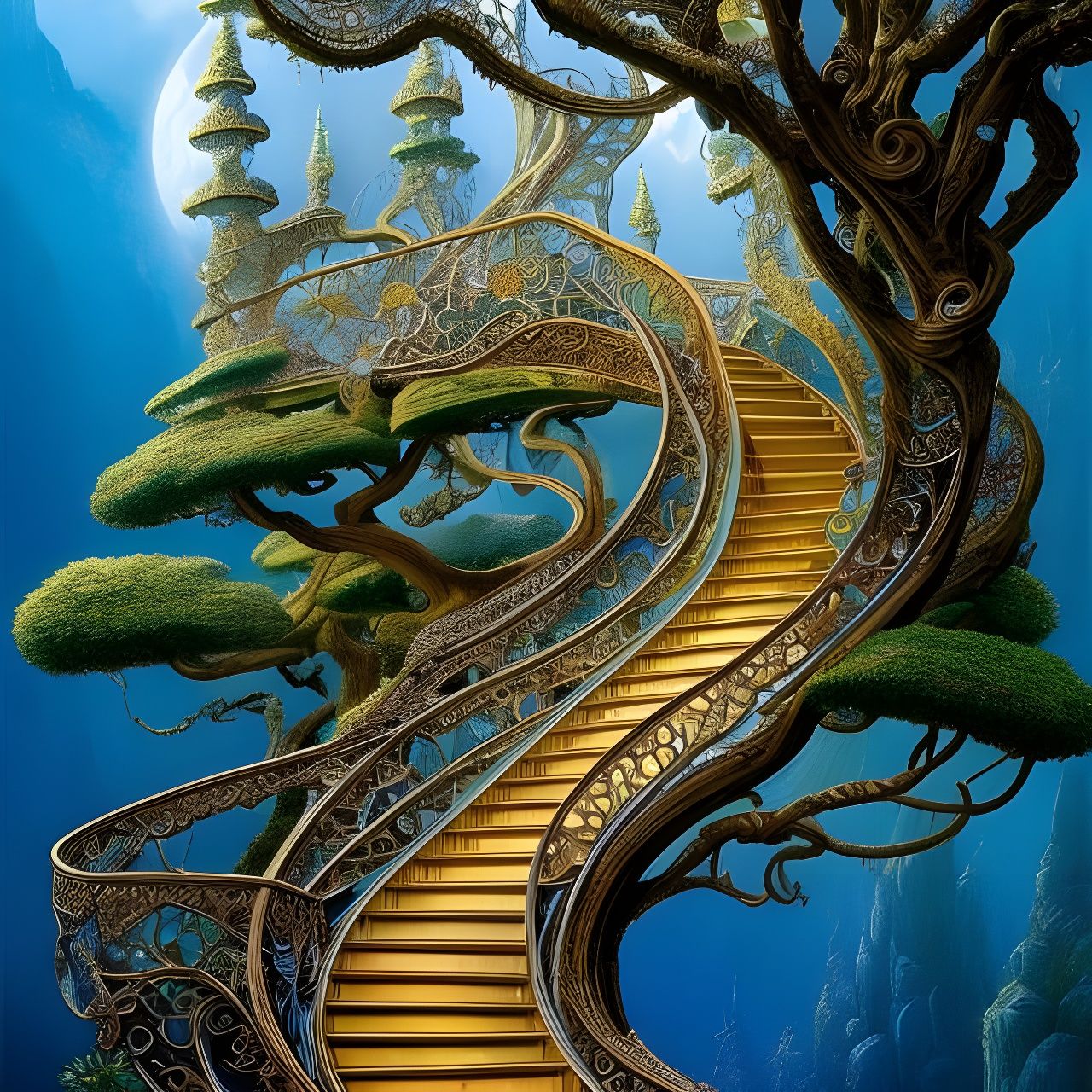 Elven Staircase in Art Nouveau Tree Palace