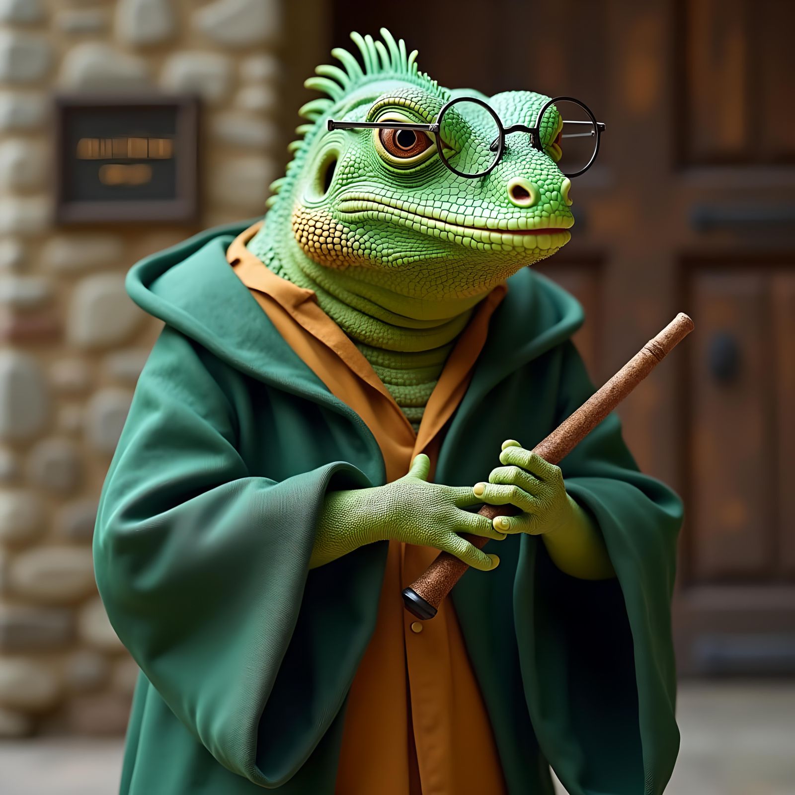 Lizard as Harry Potter at Hogwarts