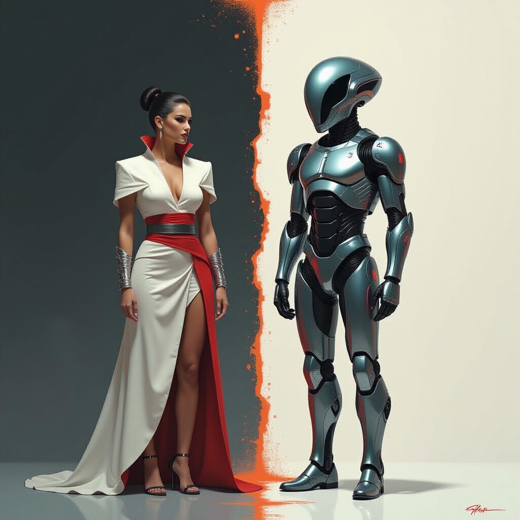 Human and Alien Divided, Sci-Fi Futuristic Art