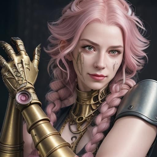 Artificer Woman with Prosthetic Arm, Detailed Photoillustrat...