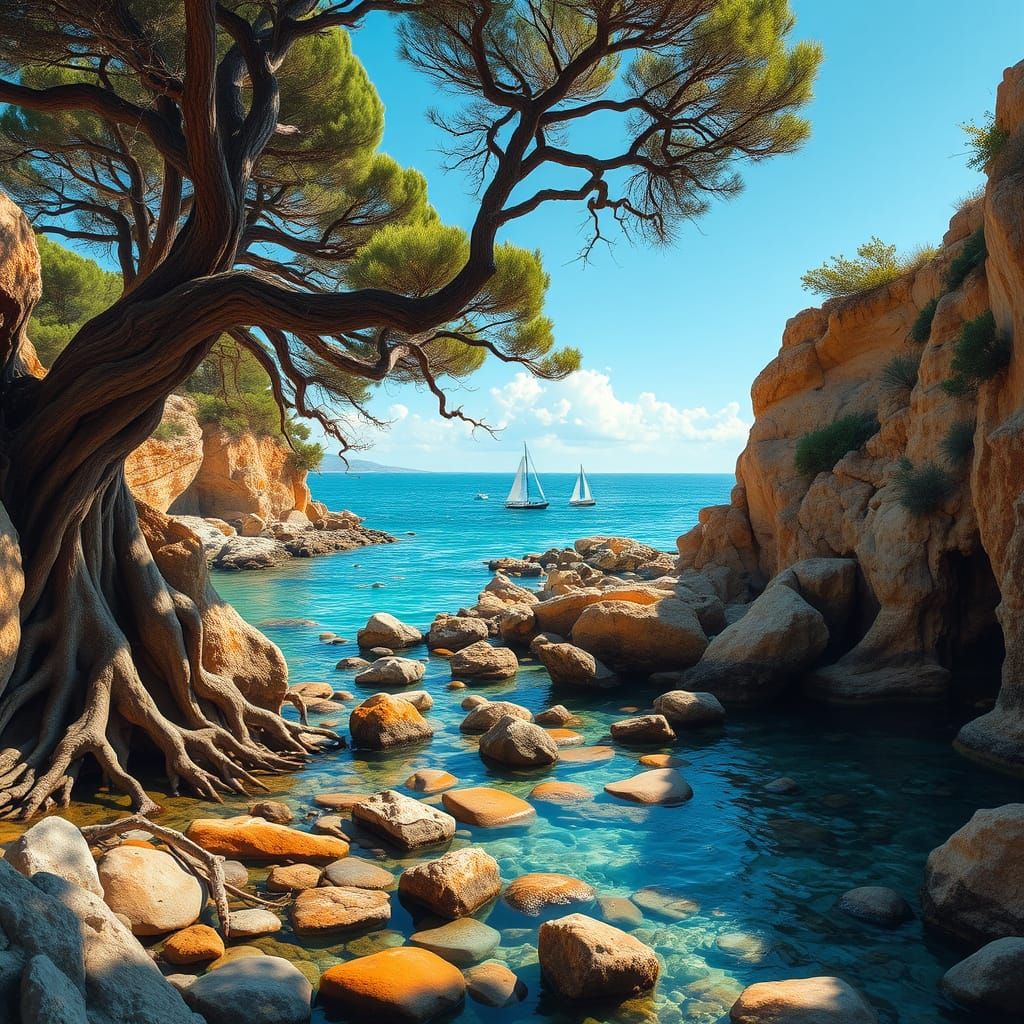 Turquoise Cove Paradise in a Dreamy, Vibrant Style