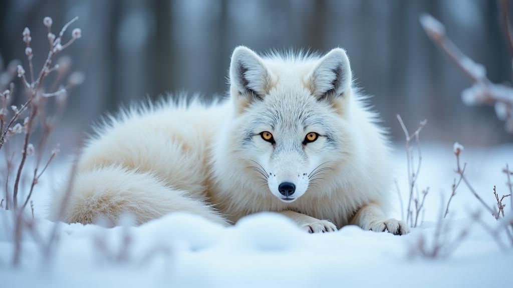 Majestic Snow Fox in Winter Wonderland Photography
