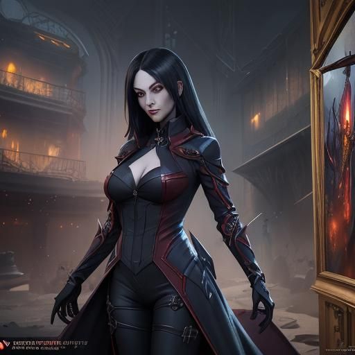 Vampire Cosplaying Yor Forger: Detailed Matte Painting