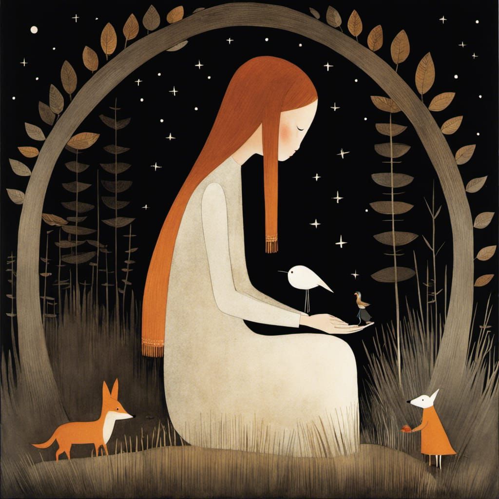 Girl Portrait in Jon Klassen Style