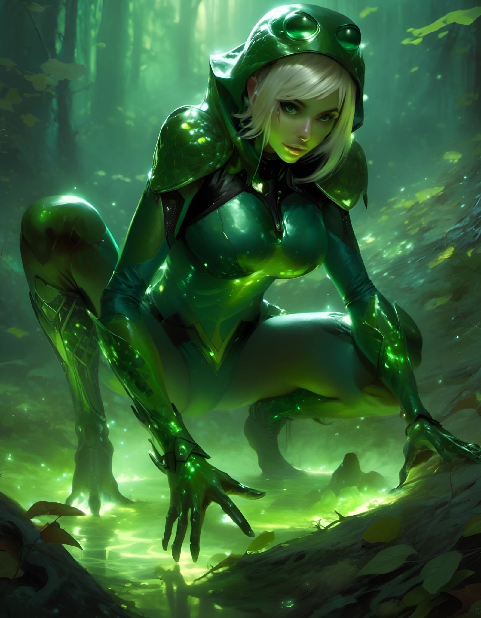 Frog Superheroine on the Hunt