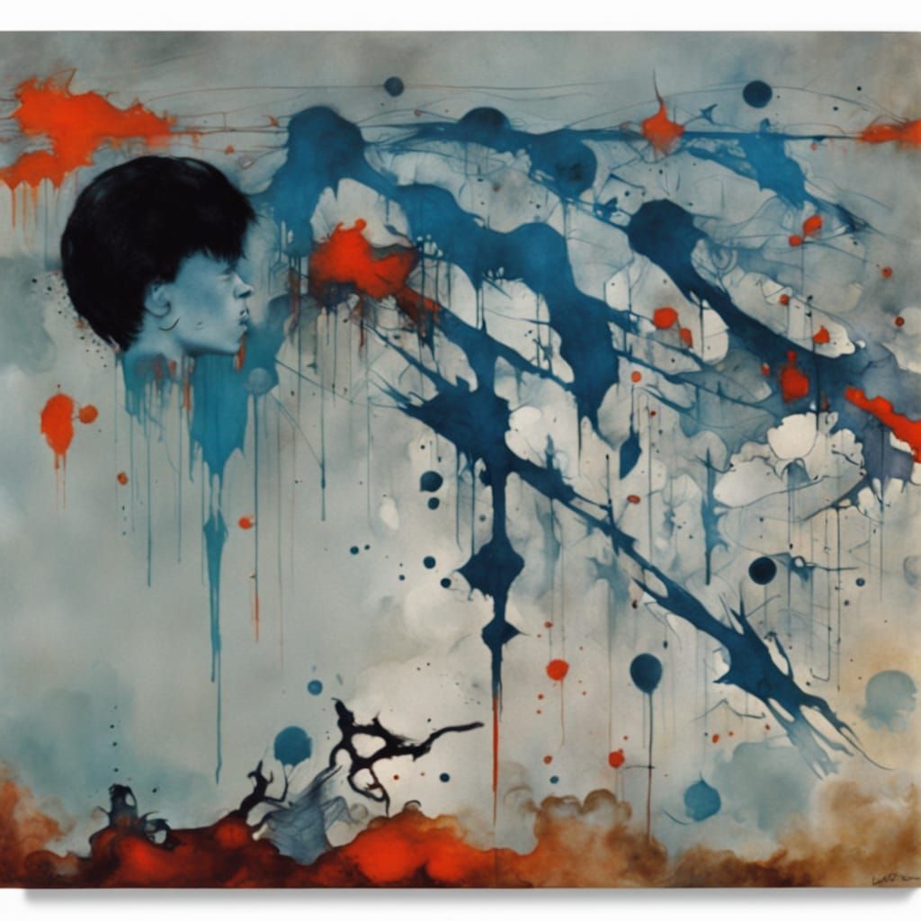 Abstract Surreal Nightmare in Water Ink