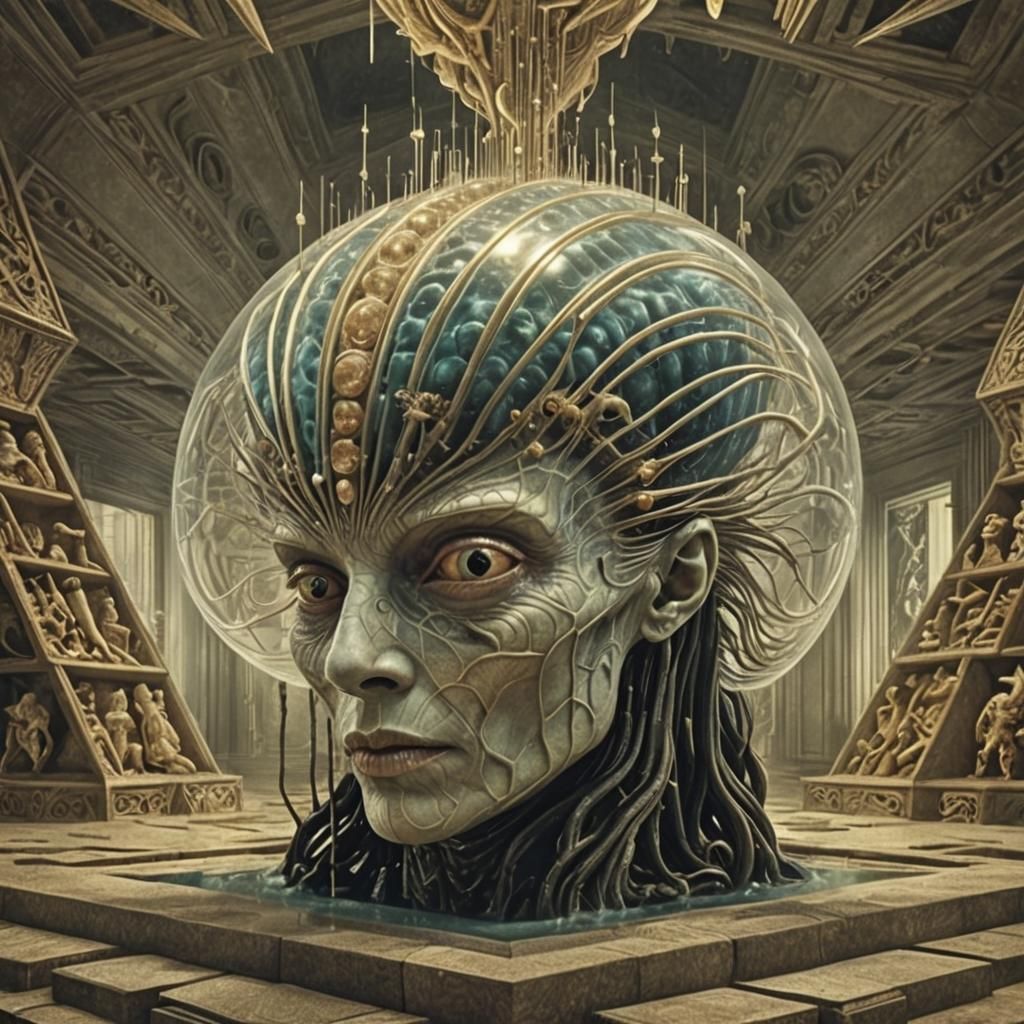 Surreal Alien Portrait with Glazed Surface