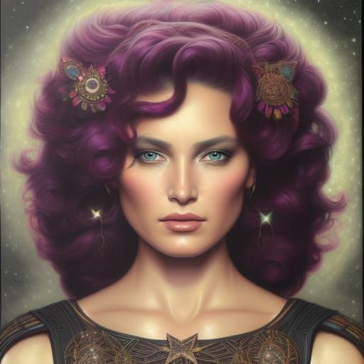 Stellar Goddess Portrait in Hyperrealistic Digital Art