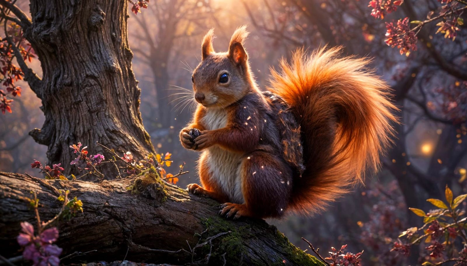 Charming Squirrel Observes Cosmic Sundown in Disney Style