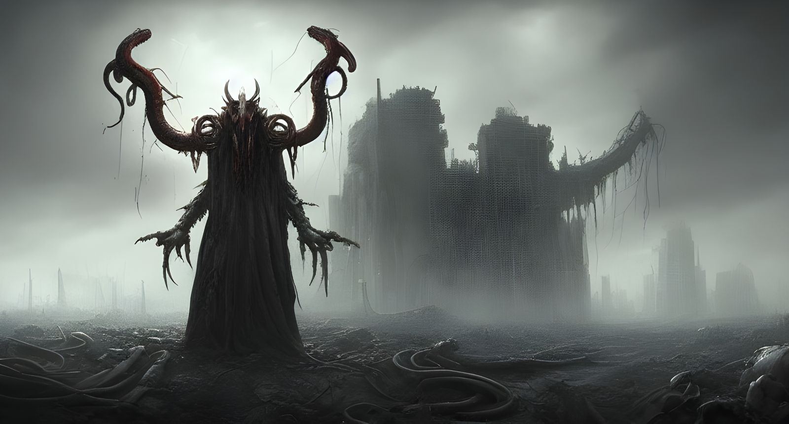 Dark Post-Apocalyptic World Ruined by Lovecraftian God