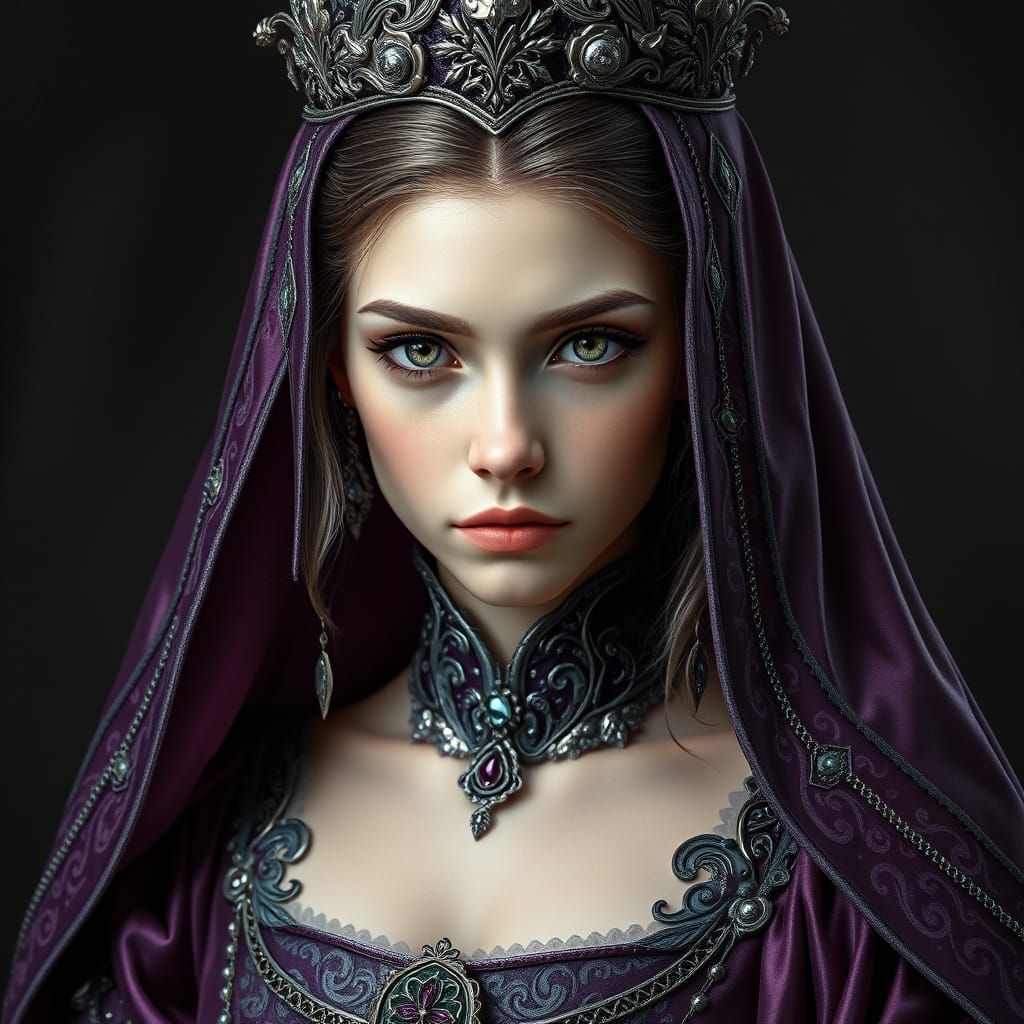 Regal Medieval Fantasy Princess in Hyper-Realistic Charcoal ...