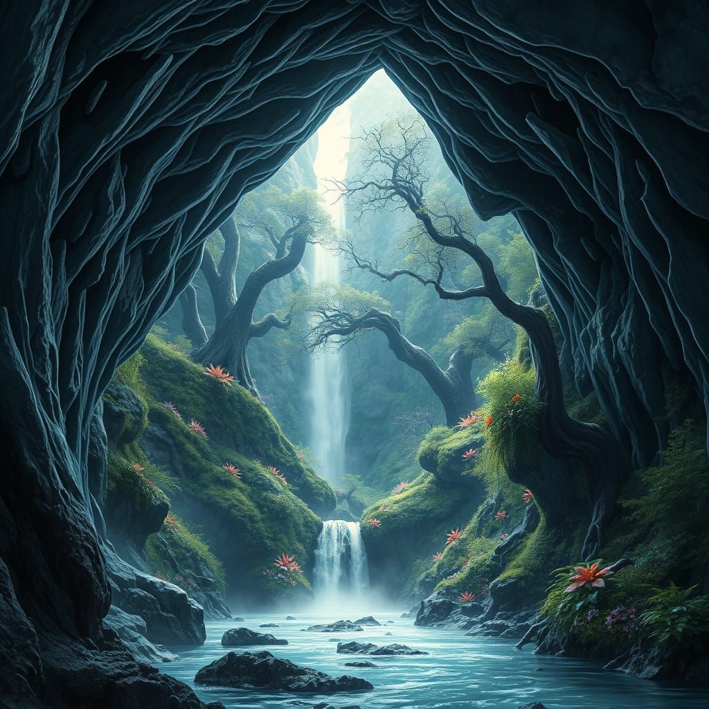 Mystical Paradise Hidden Behind Icy Waterfall