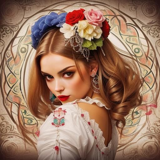 Surreal Glamorous Portrait in a Psychedelic Style