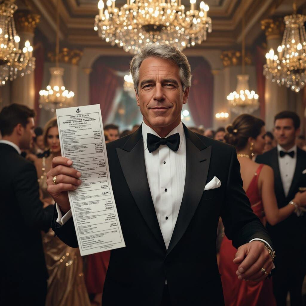 Dancing Man with Receipt in Opulent Gathering