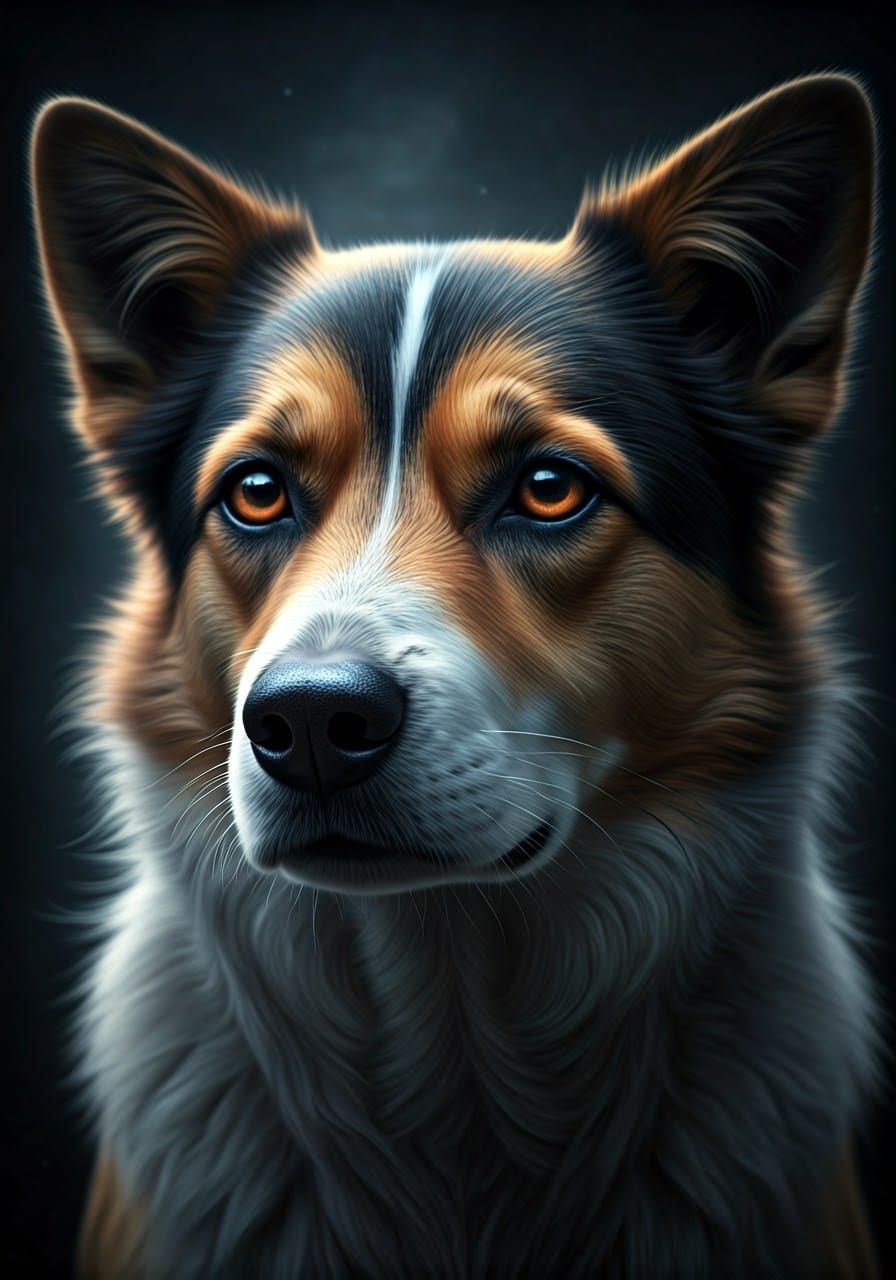 Canine Enigma: Mysterious Aura in Moody Portrait