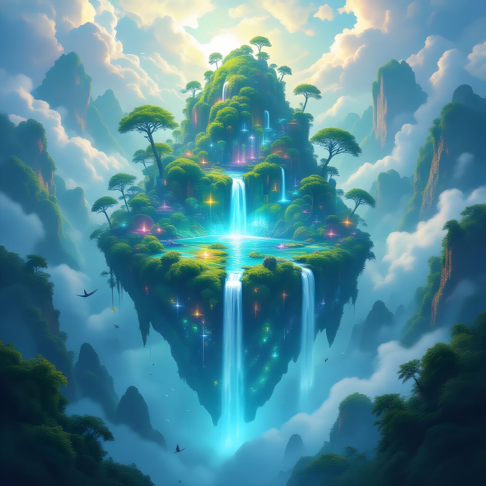 Bioluminescent Jungle on Floating Island