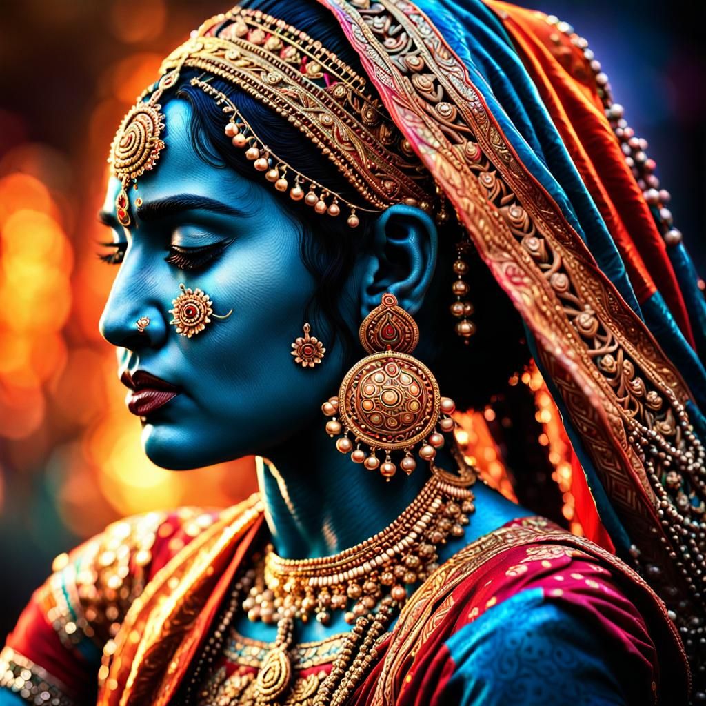 Hyperrealistic Indian Dancer in Dramatic Lighting