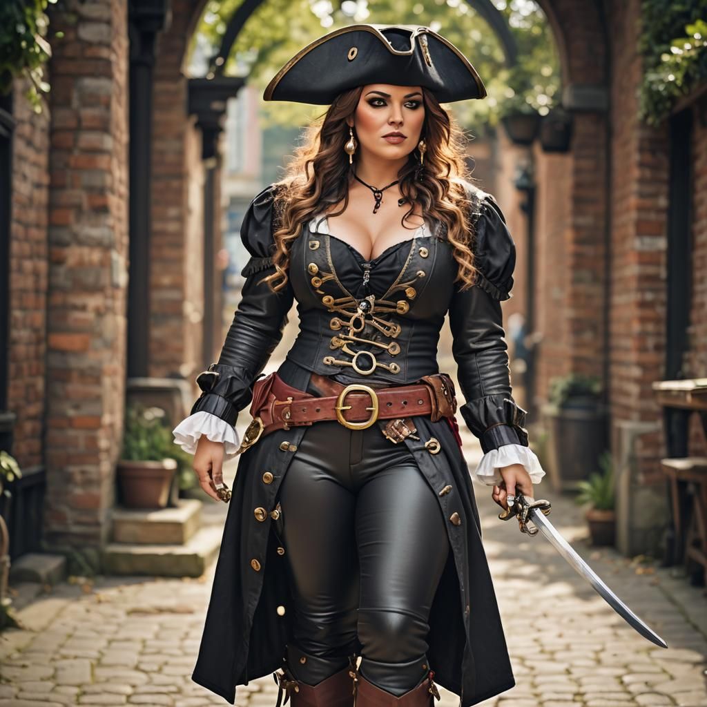 Curvy Pirate in Revealing Outfit: Professional Photo