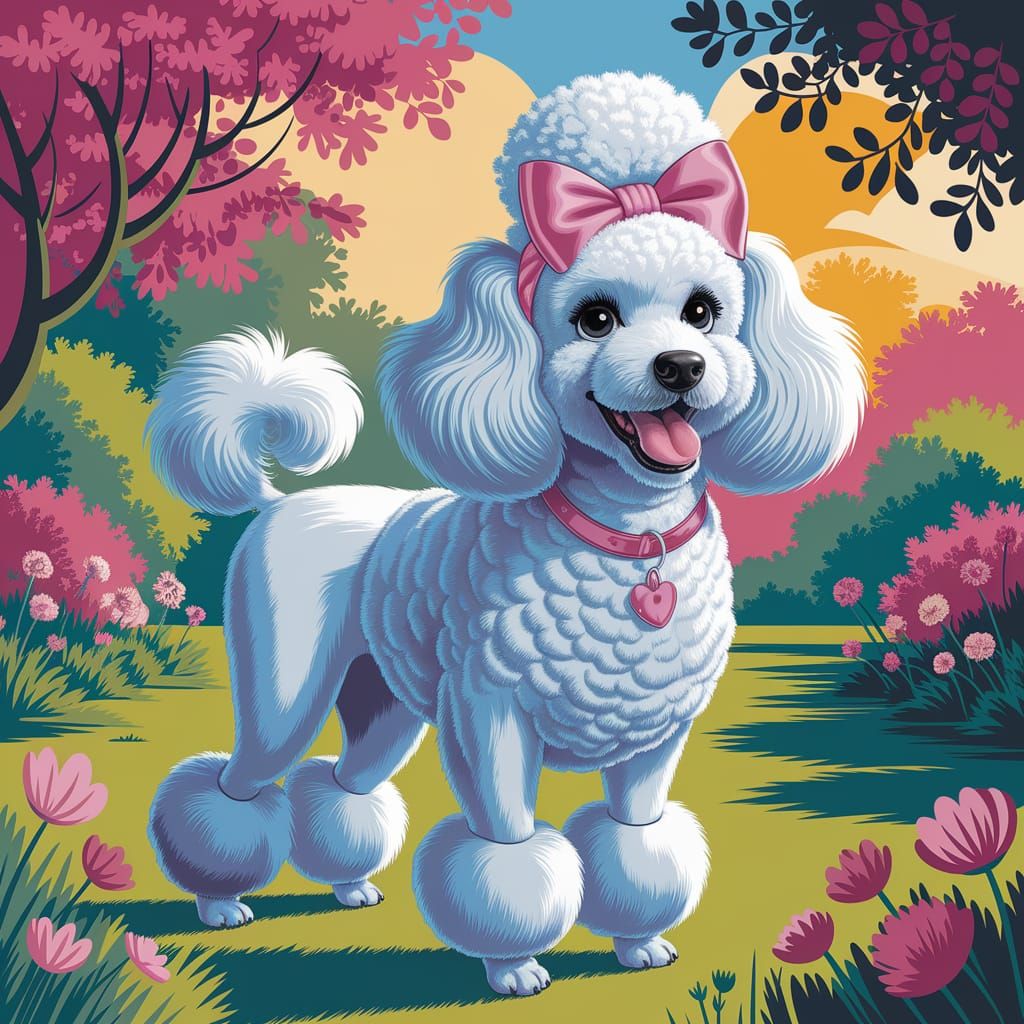 Muffy the Poodle in a Lush Park Setting