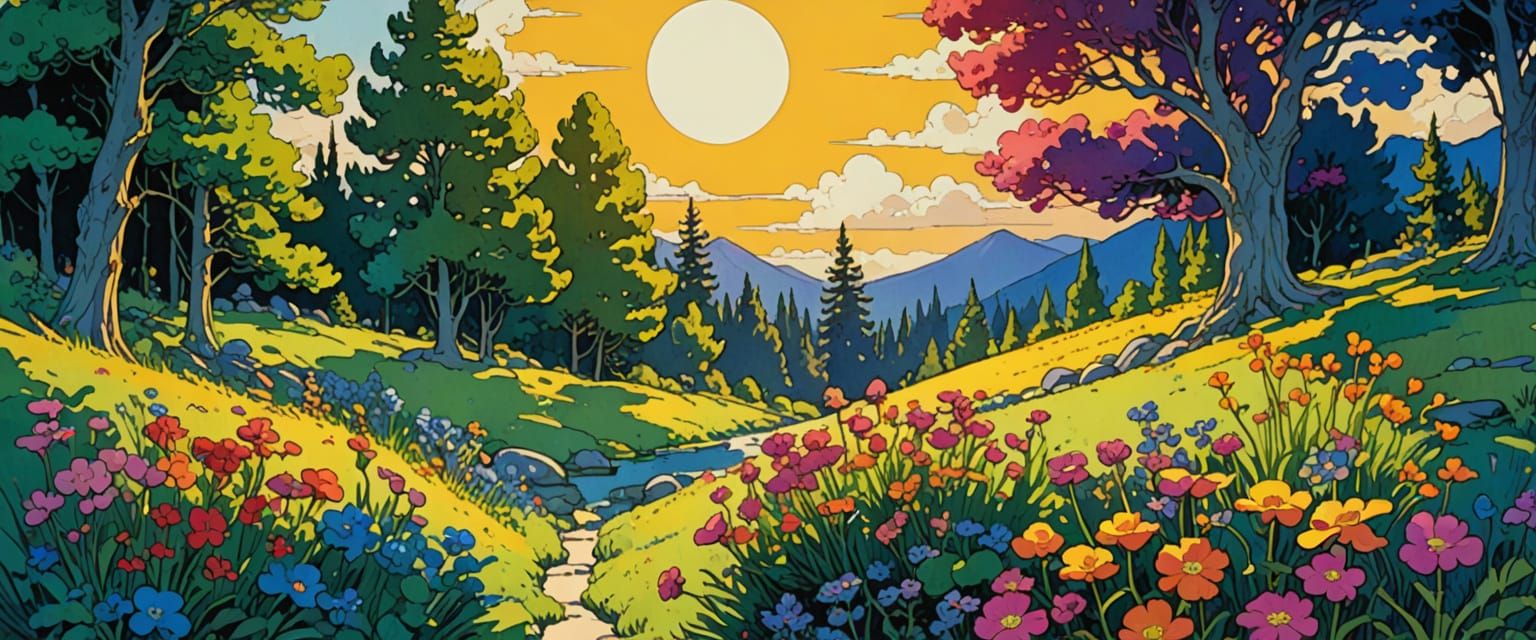 Summertime Flowers in Vibrant Comic Book Style