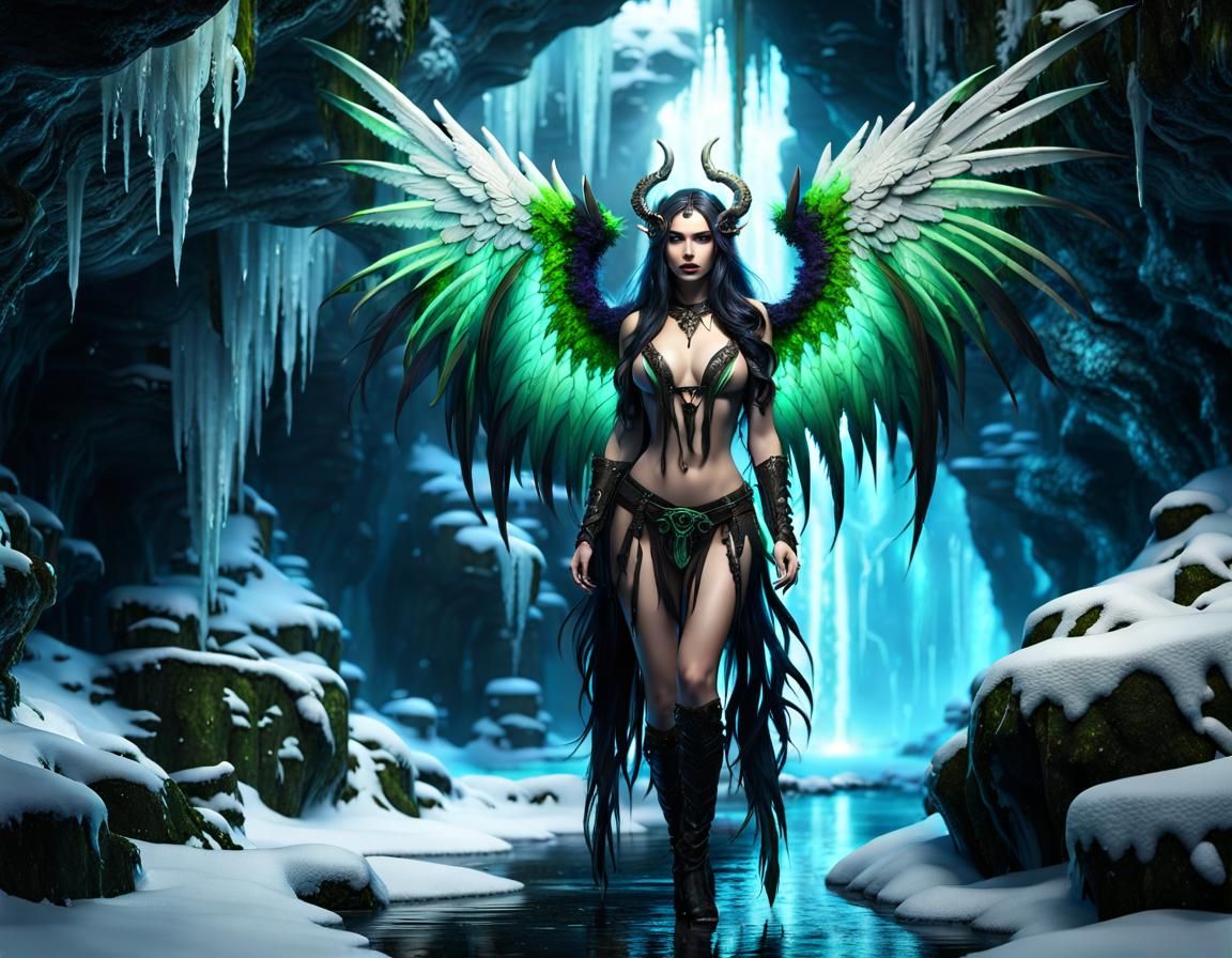 Icy Goth Girl in Blizzard as Digital Art