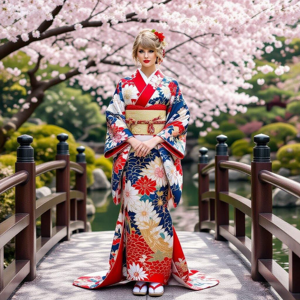 Taylor Swift in Japanese Garden Kimono