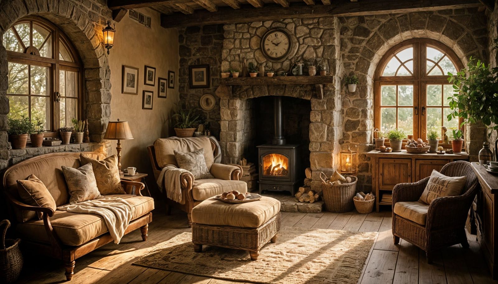 Cozy Rustic Living Room in Elven Cottage