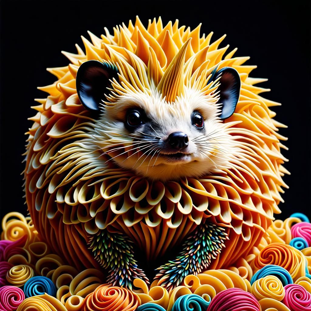Psychedelic Ramen Hedgehog in Rococo Style