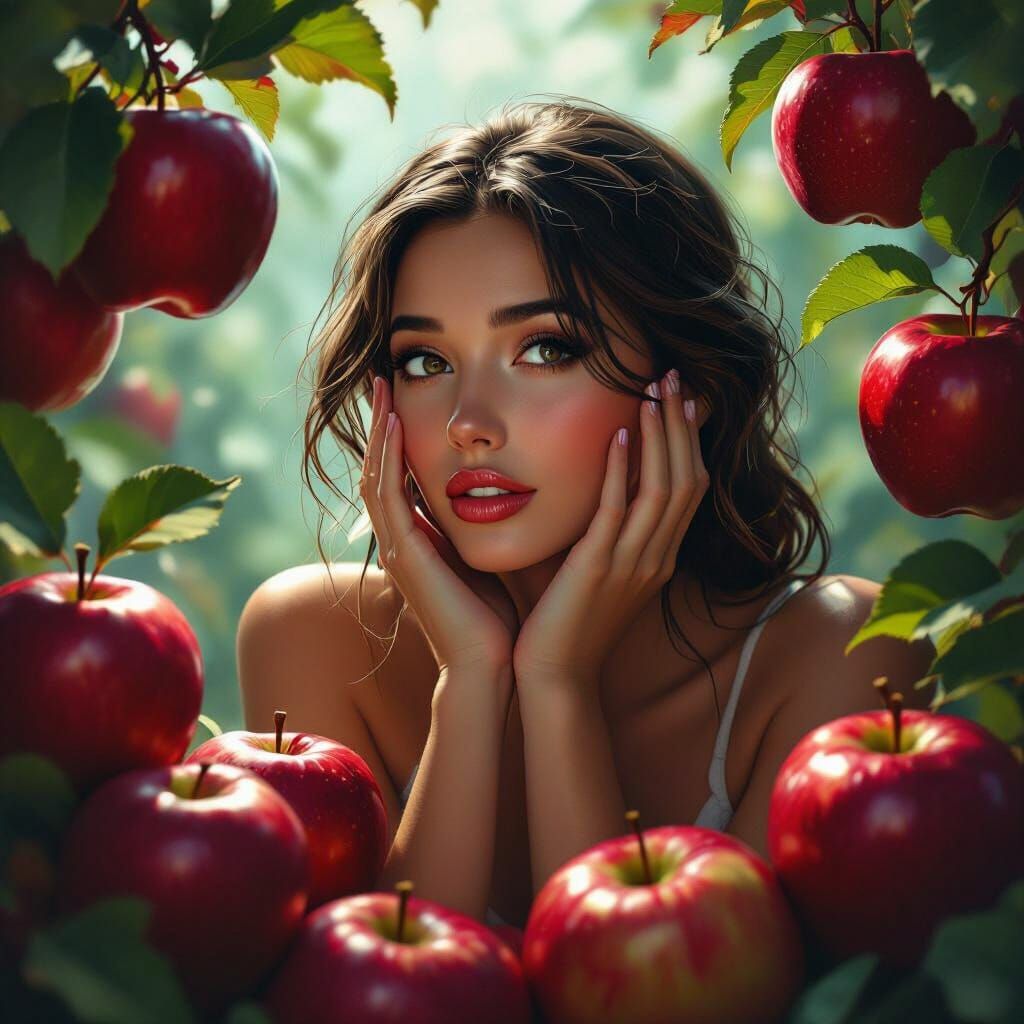 Surreal Red Apple ASMR Dreamscape in Digital Art Style