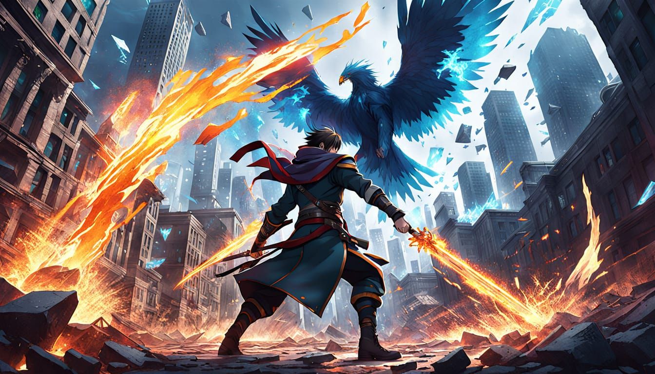 Epic Anime Battle of Fire and Ice Warriors