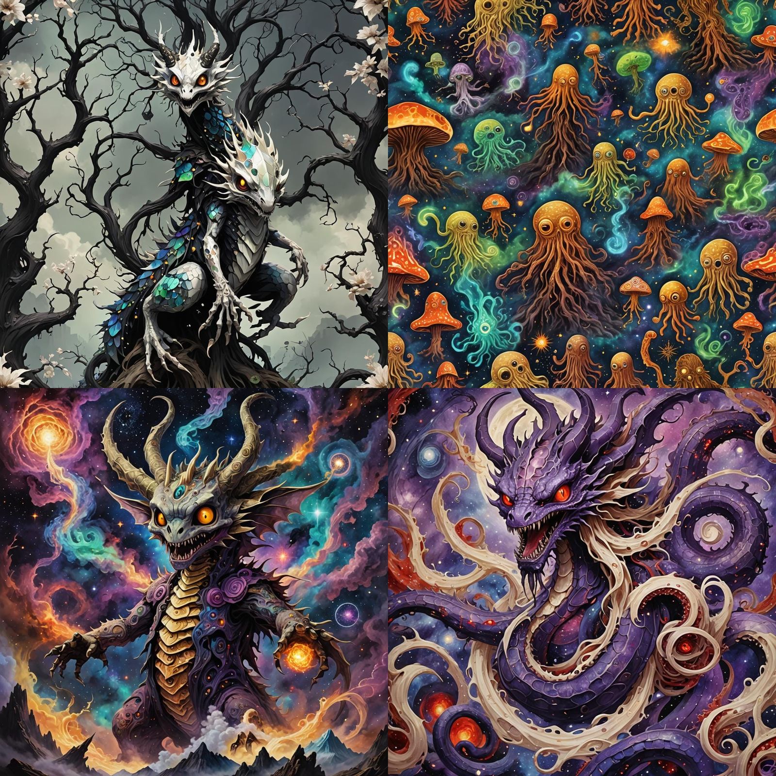 Eldritch Dragon Kaiju: Holographic Astral Illustration