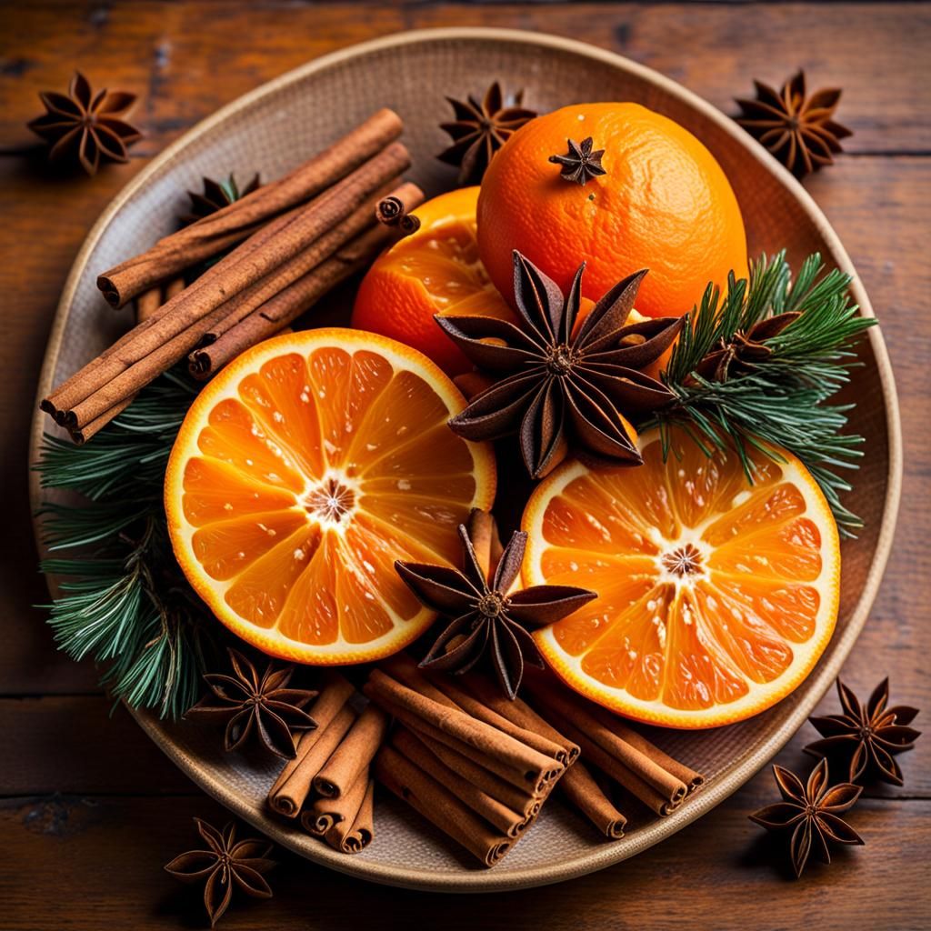 Festive Orange, Clove, and Cinnamon Christmas Centerpiece