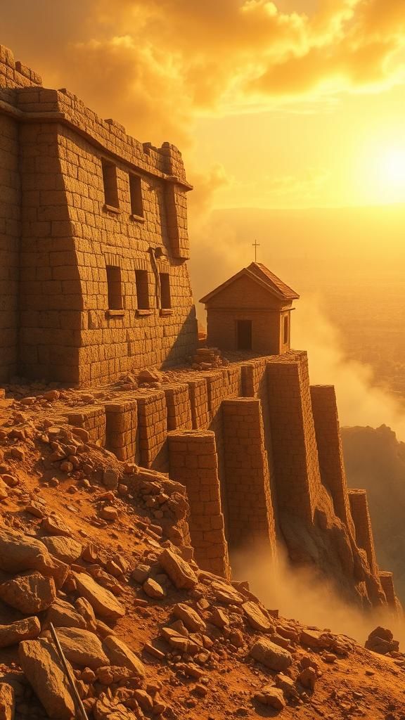 Imagine an epic scene from the destruction of Jericho in the...