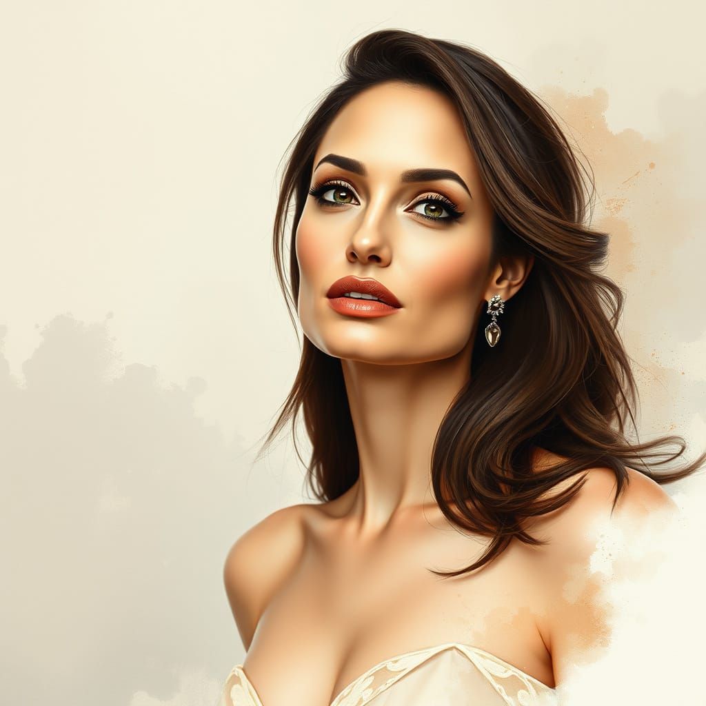 Hyperrealistic Caricature Portrait of Angelina Jolie