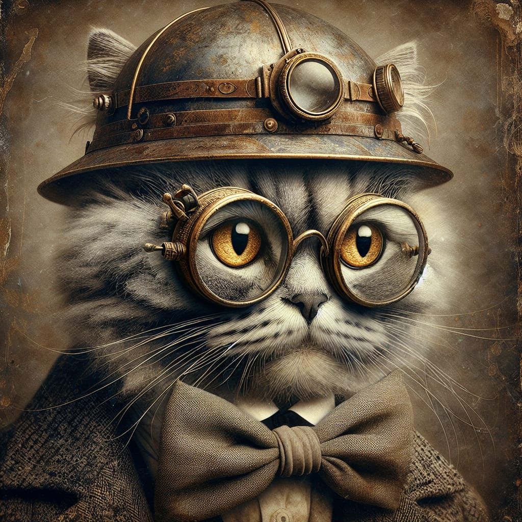 Elegant Victorian Cat Embarks on Whimsical Adventure