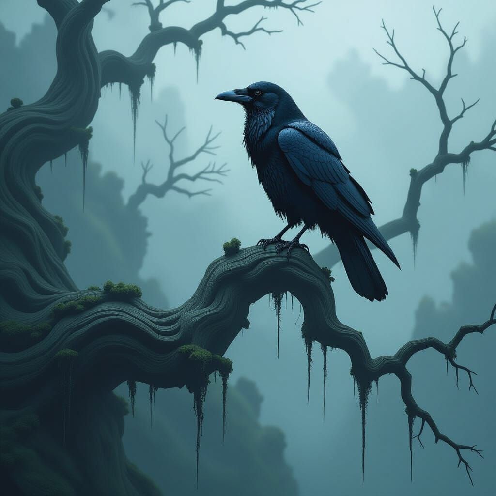 Mystical Raven in Gothic Digital Art