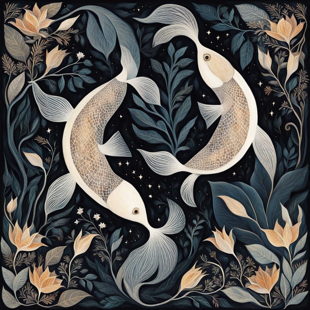 Two Fish in Swirling Water, Pisces Zodiac Sign, Astrophotogr...