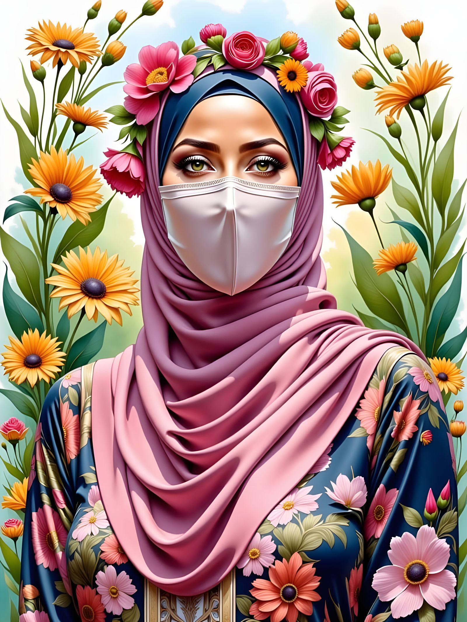 Elegant Hijabi Teacher in Botanic Garden