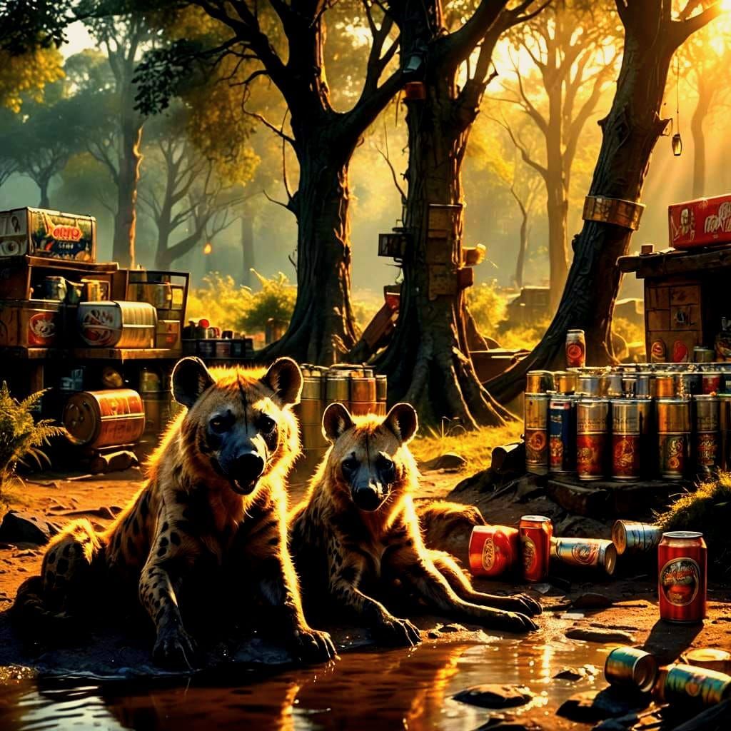 Drunk Hyena's Forest Stream Guarded Cage